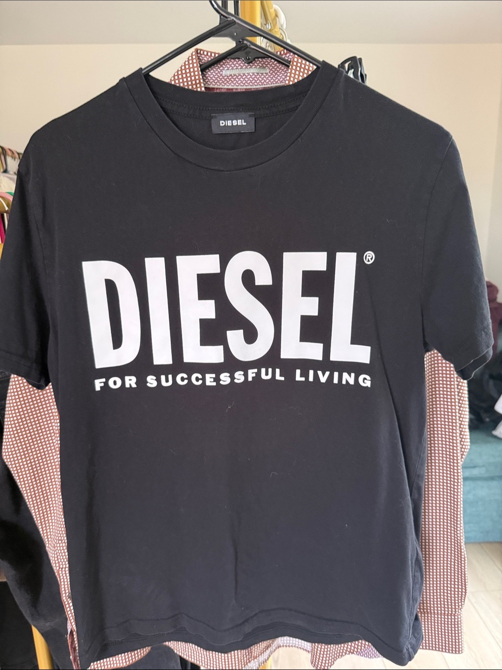Diesel Black Short Sleeve Tee with White Logo
